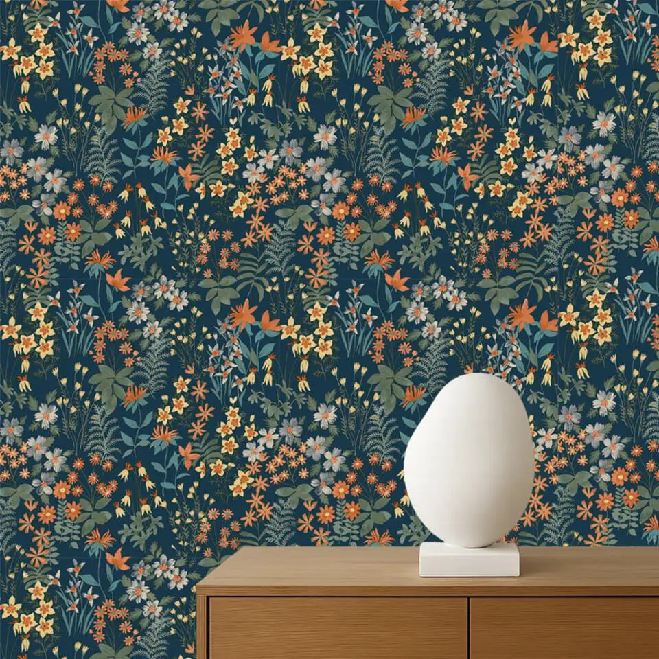 Dutch Wallcoverings Vliesbehang Arcadia palm forest - blauw/multi - 10m x 53cm
