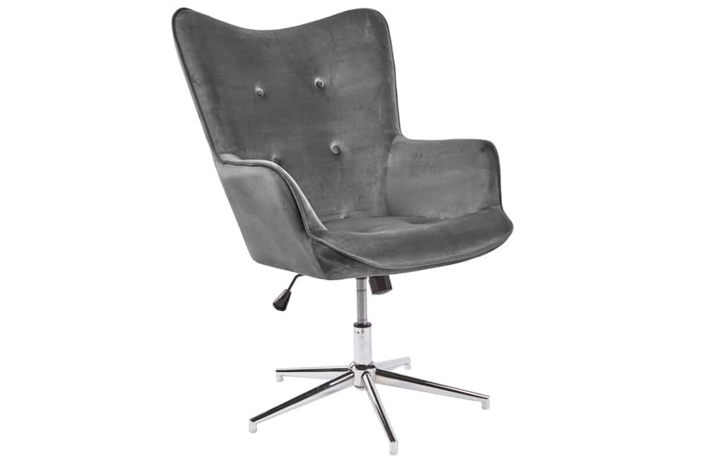 Design Sessel MR. LOUNGER grau chrom Samt höhenverstellbar drehbar Retro