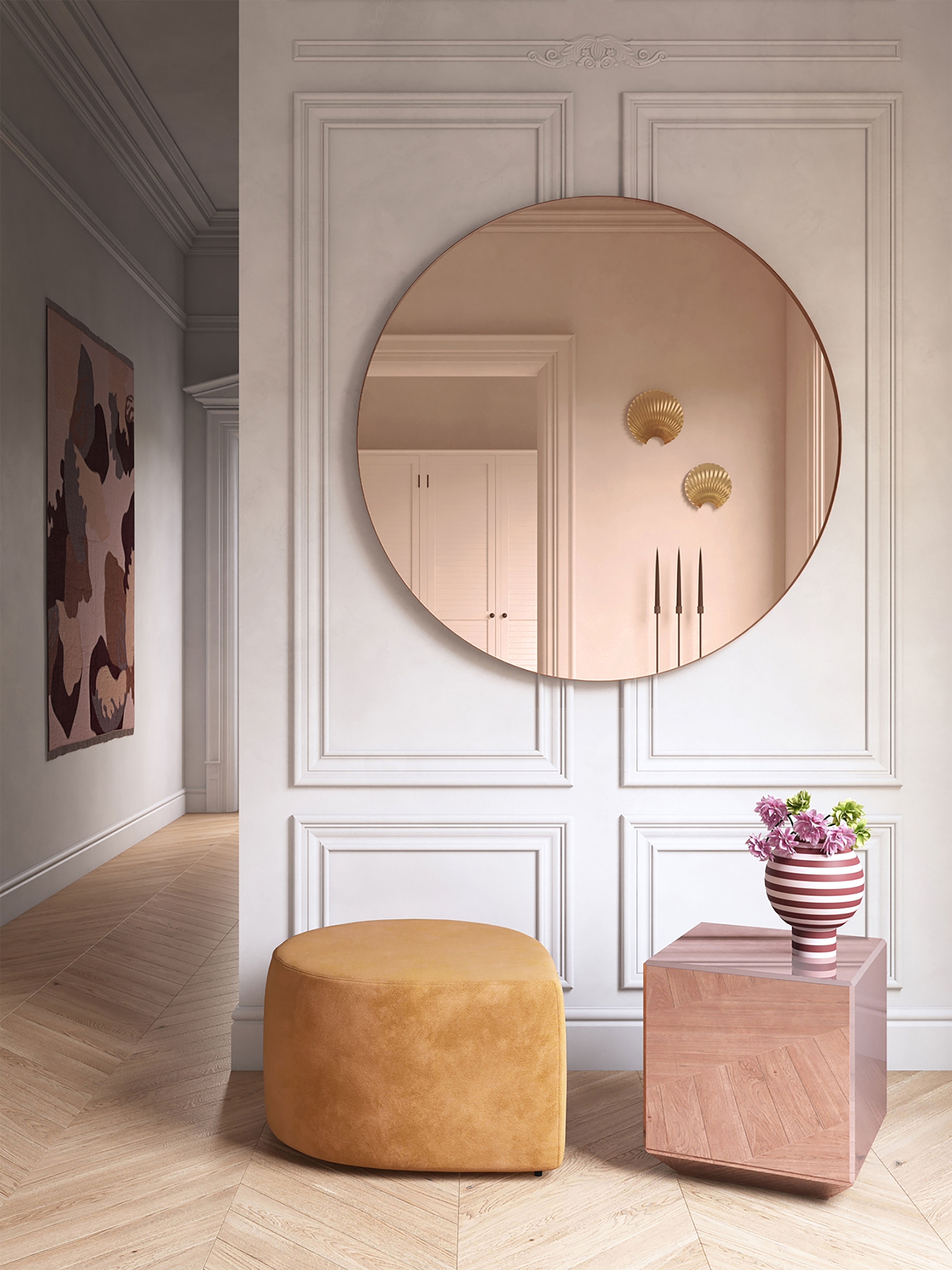 CIRCUM XS - Miroir mural bois | Jaune