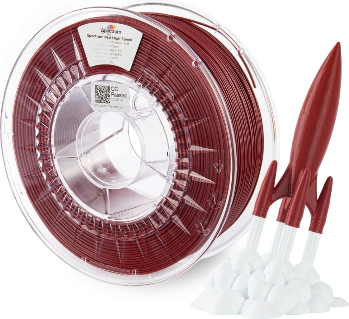 Spectrum  Premium PLA High Speed Crimson Red, 1,75 mm / 1000 g    PLA Material speziell für den Hochgeschwindigkeitsdruck