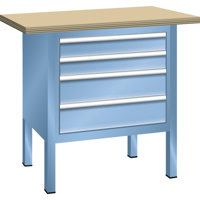 Lista - Établi compact plateau 100 x 70 cm - 4 tiroirs