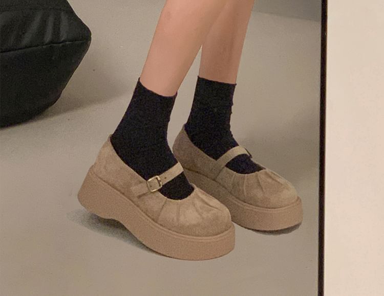 Anjay - Mary Jane pumps met gerimpeld plateau