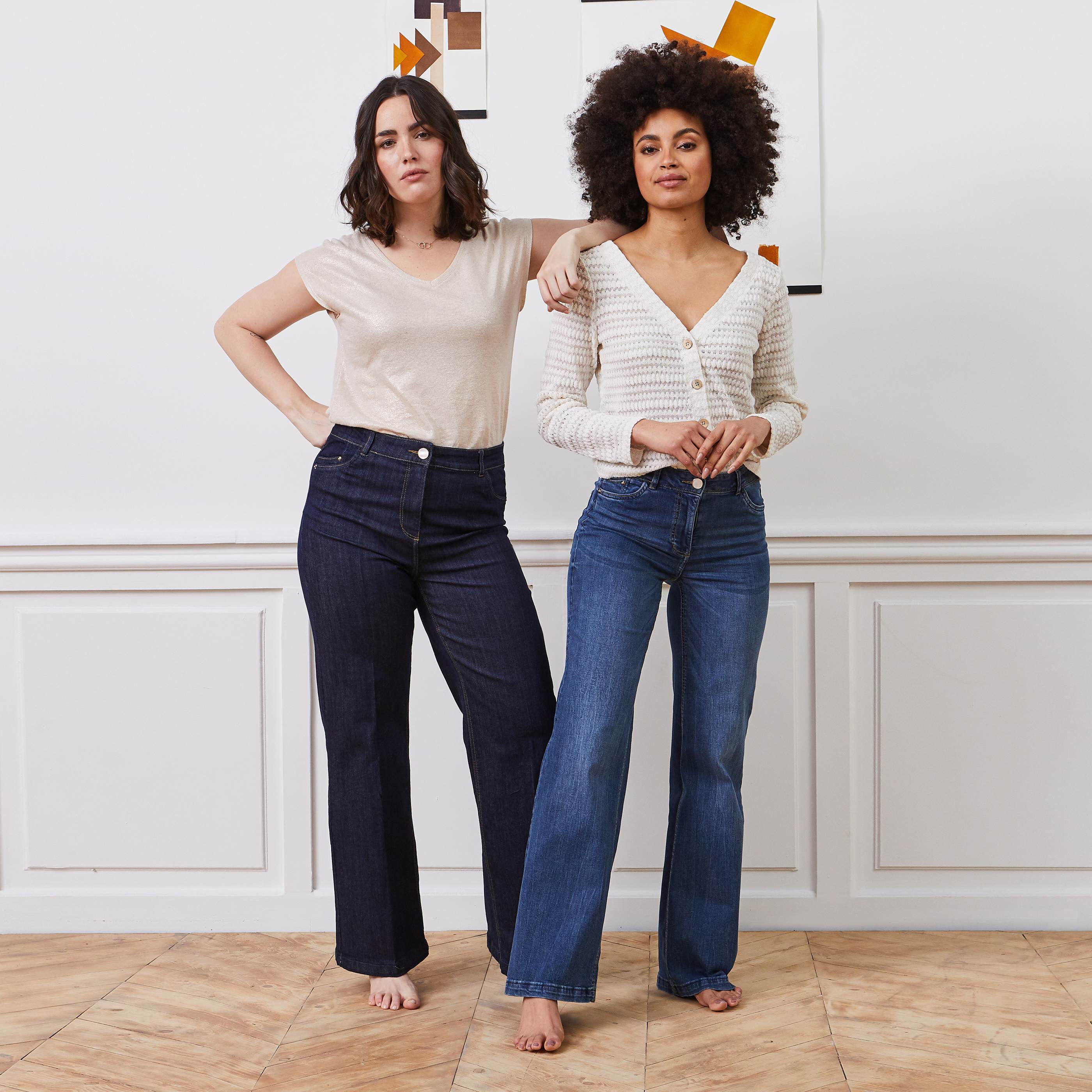 Jean large taille haute WOODSTOCK femme - BRUT