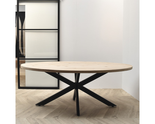 Ovaal eiken tafelblad, onbehandeld, 3000 x 1100 x 40 mm