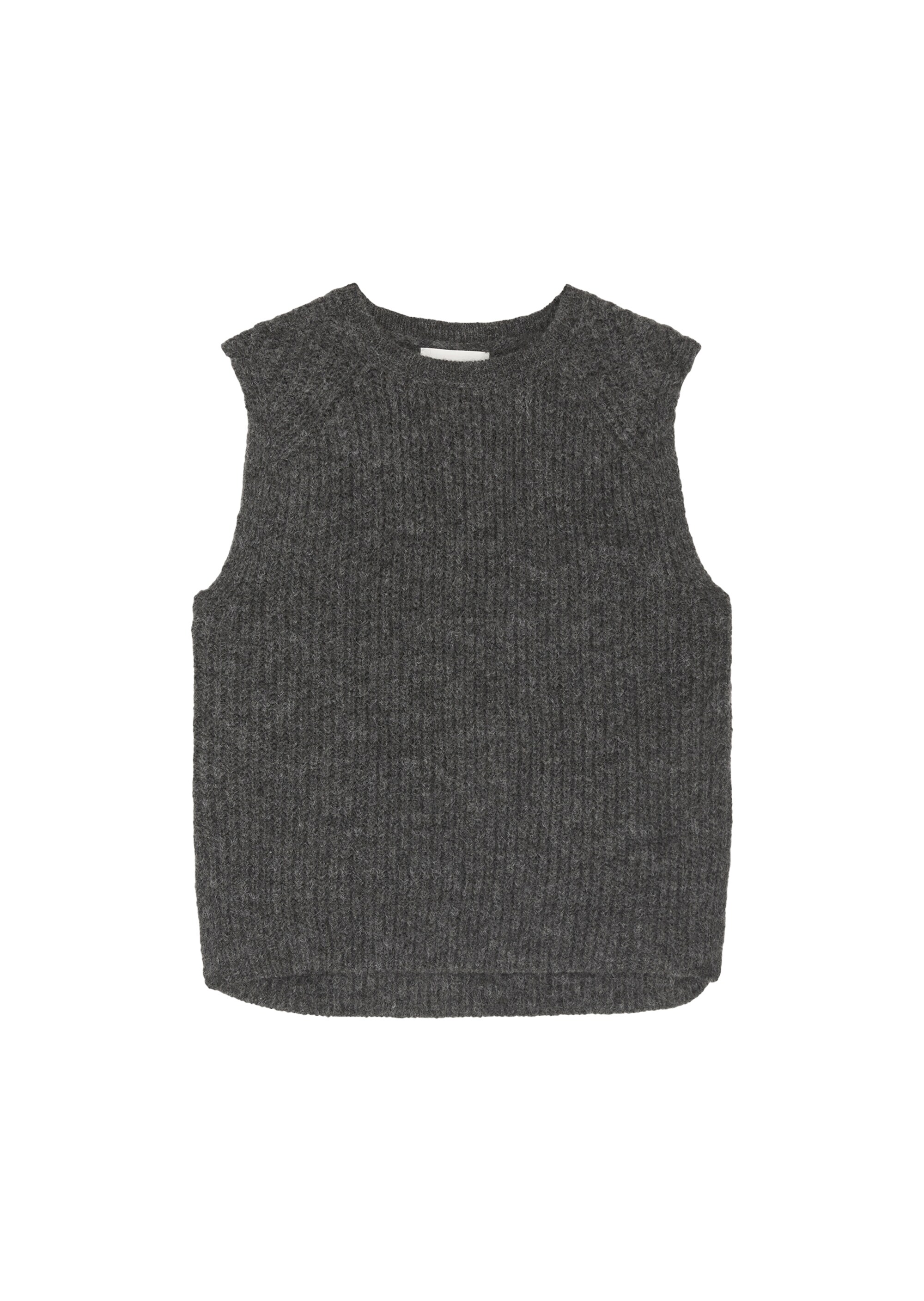 Ärmelloser Strickpullover regularaus flauschigem Schurwolle-Alpakawolle-Mix