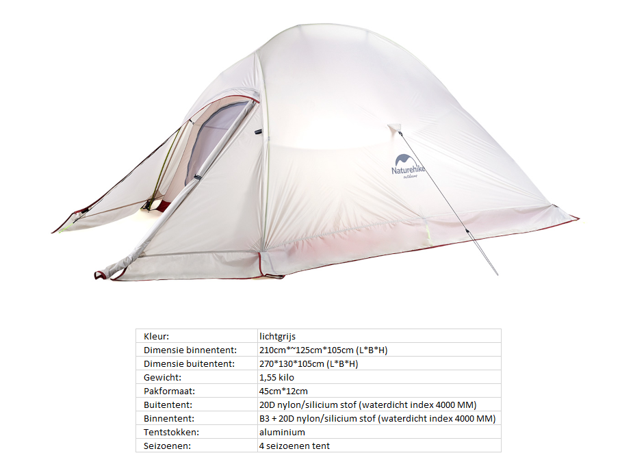 Naturehike Cloud Up 2 Upgraded 4-seizoenen tent