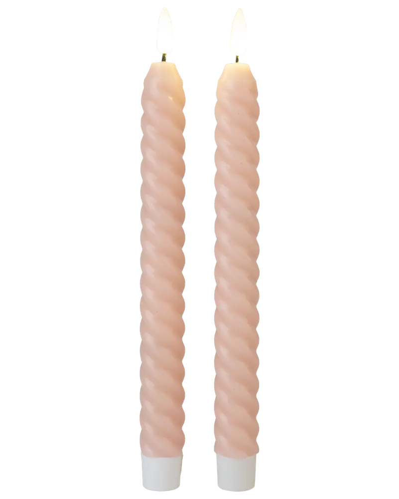 LED-kronelys snoet 2-pak - rosa