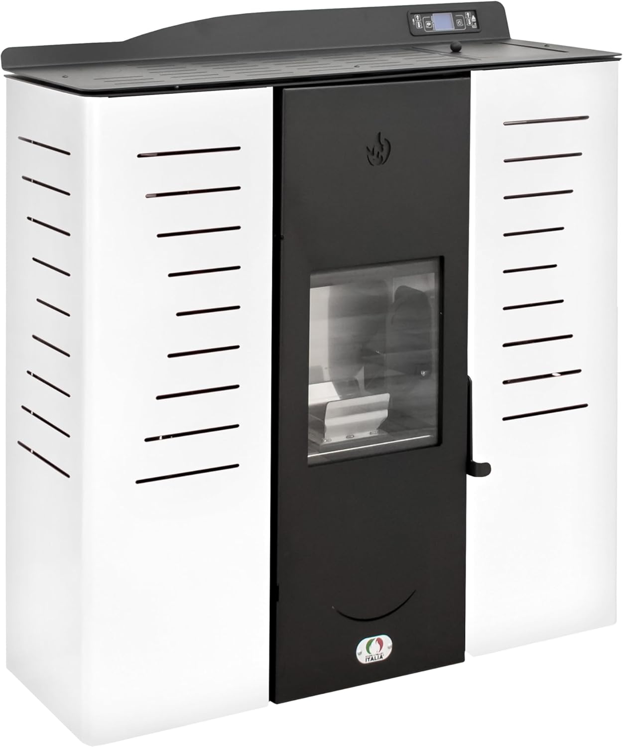 STUFE A PELLET ITALIA Italia 25 KW | Hydro-Pelletöfen für Heizung und Warmwasser Effizienz 90% Heizt 180m² Slim-Design Autonomie 16 Std. Programmierbar 5 Kräfte 24M Garantie Weiß