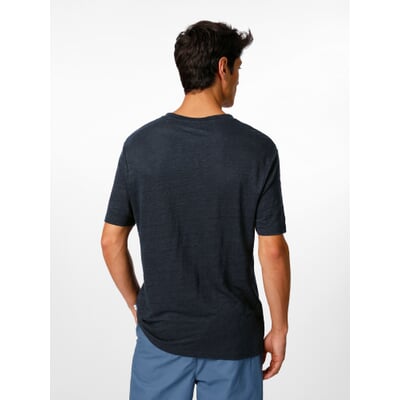 Herren-T-Shirt Leinen, Dunkelblau