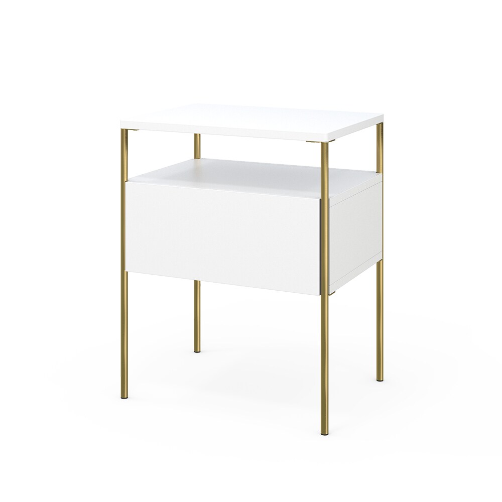 Vicco Nachtschrank Mira Weiß Gold 40 x 50 cm Schublade Ablage Nachtkommode