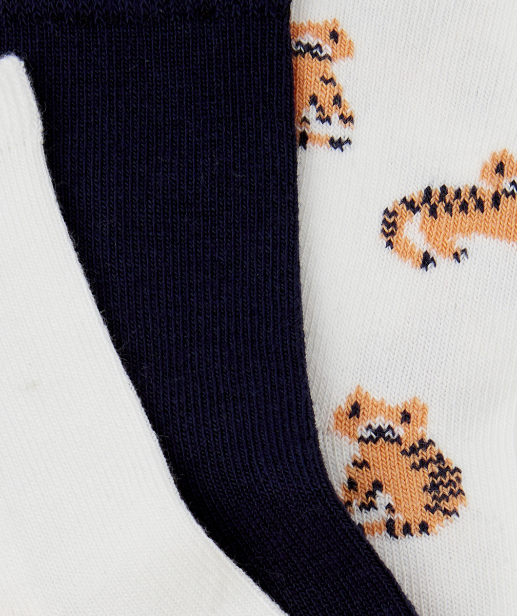 LOT DE 3 PAIRES DE CHAUSSETTES BÉBÉ GARÇON THÈME TIGRE