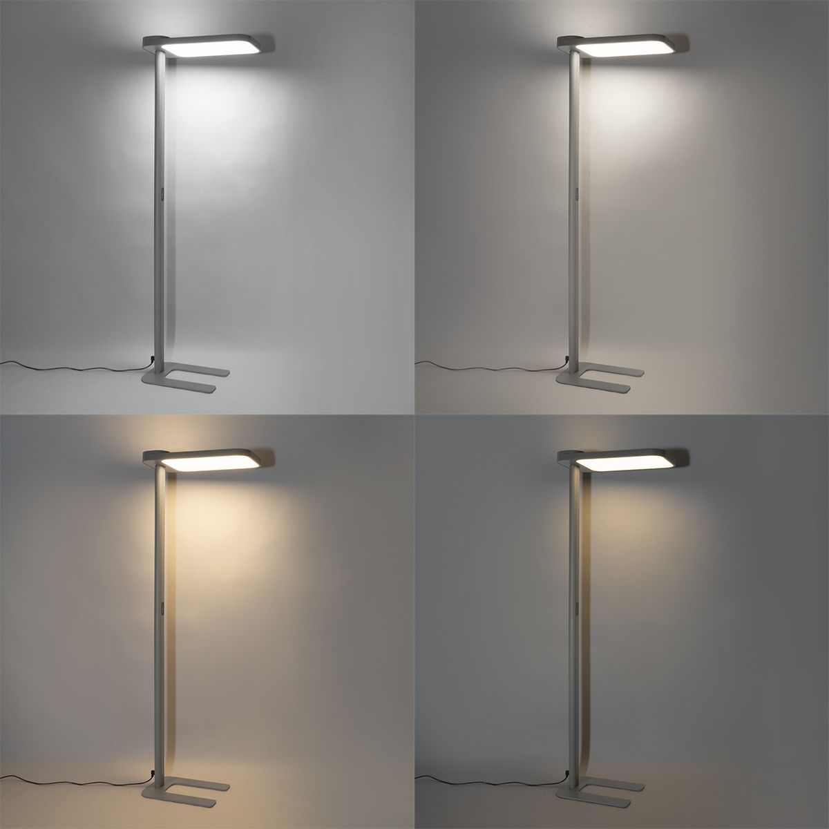 Daglicht vloerlamp grijs vierkant incl. LED en dimmer - Guzo