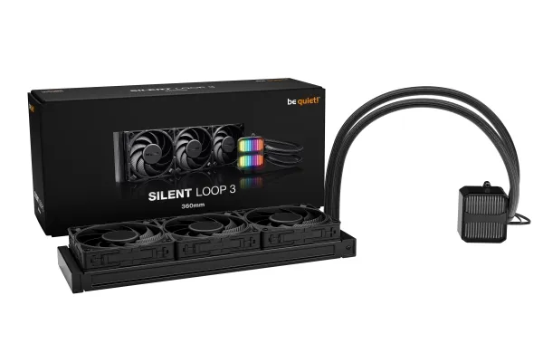 be quiet! Silent Loop 3 - Processor-køler - Radiatorstørrelse: 360 mm - (for: LGA1150, LGA1151, LGA1155, LGA1200, LGA1700, LGA1851, AM4, AM5, TR4, TR5) - kobberbase og nikkelbelagt aluminiumsblæsere - 120 mm - sort