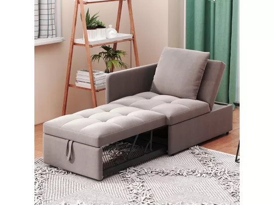 Lit banquette lit rembourré 3 en 1 Canapé-lit multifonction en lin avec dossier réglable pour les petites pièces gris