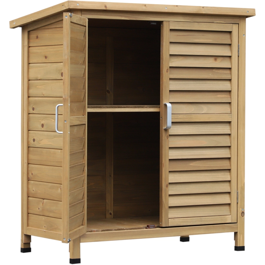 Outsunny Geräteschrank mit Lamellentüren natur