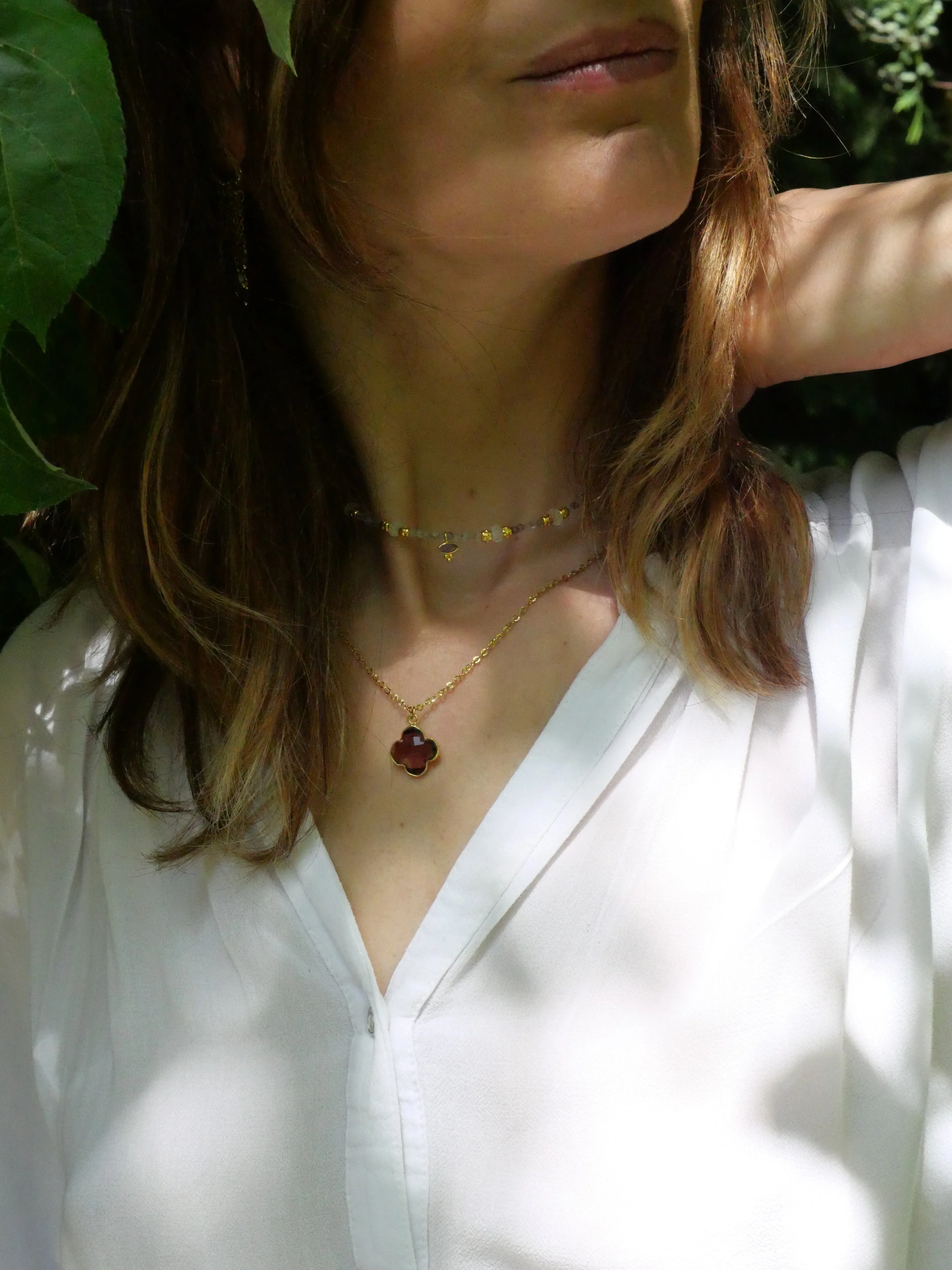 SUBHAGYA - Collier trèfle amethyste | Violet