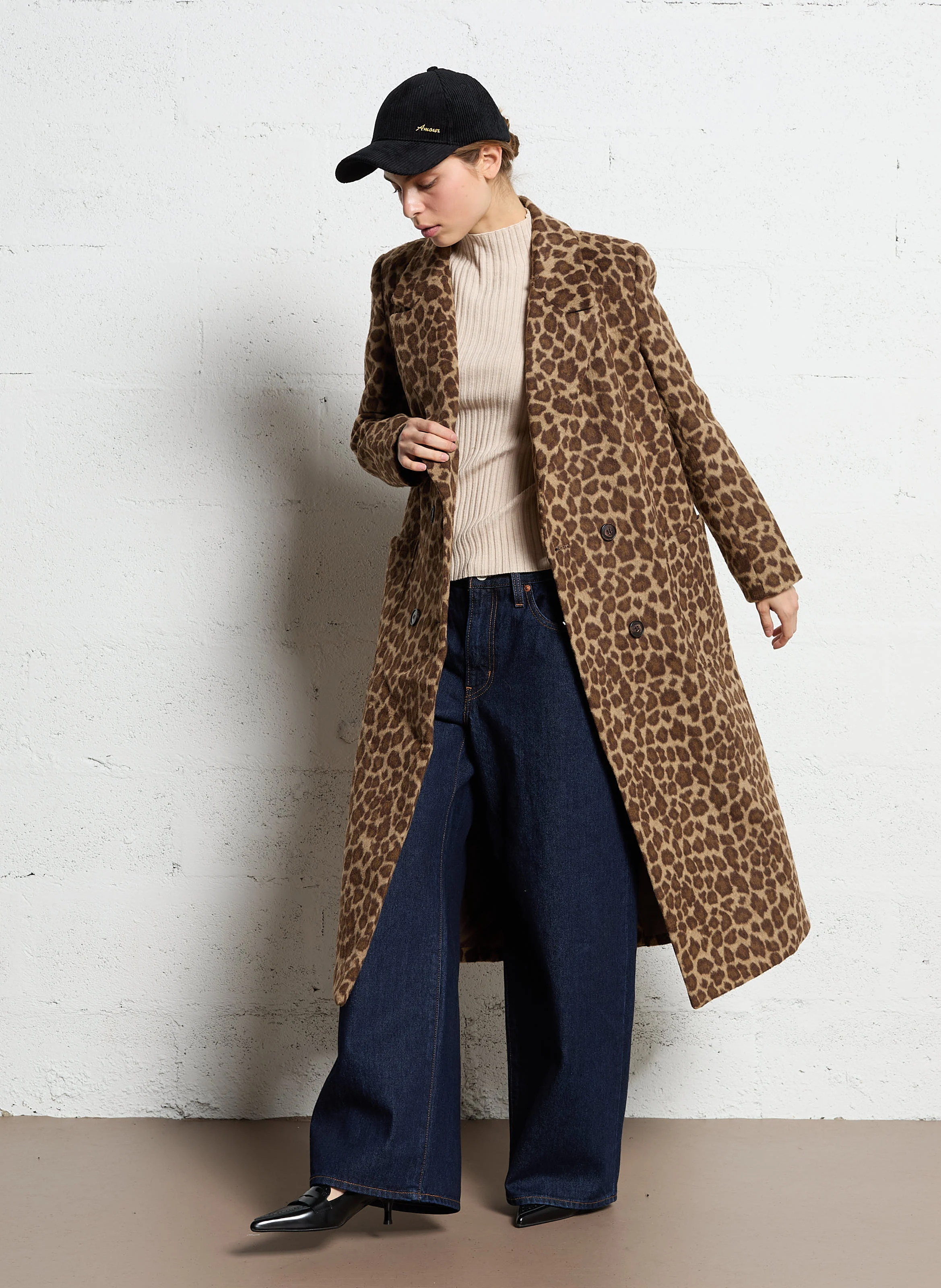 Manteau col tailleur| Marron