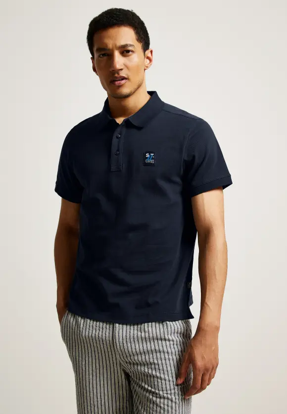 Poloshirt in Piqueé - deep navy blue