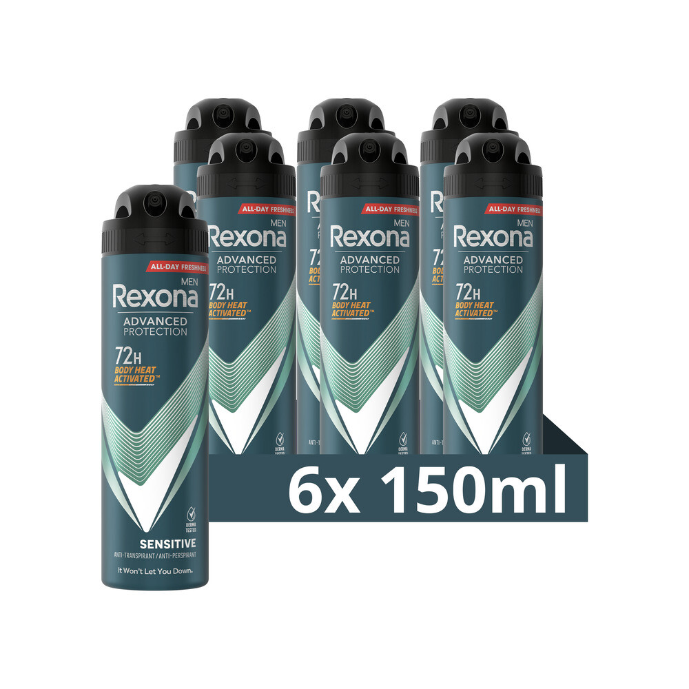 6x Rexona Men Deodorant Spray Advanced Protection Sensitive150 ml