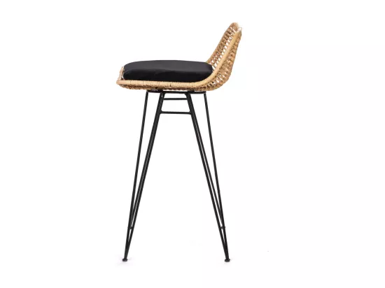 Capurgana - Lot de 2 chaises de bar design en rotin H67cm - Naturel