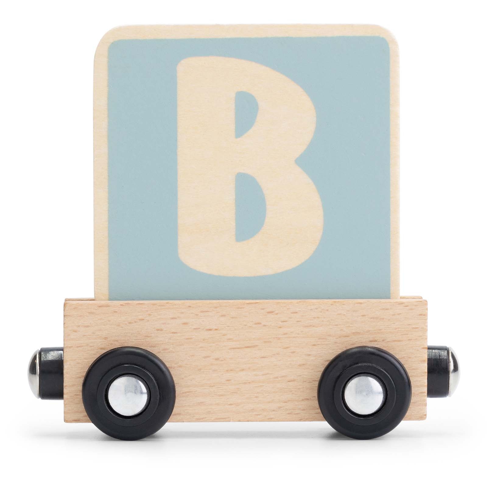 Prénatal houten namentrein letter B Light Blue - speelgoed vanaf 0 maanden - Pré