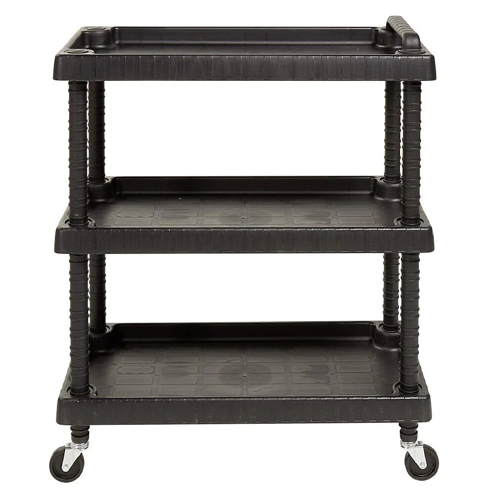 Servante à roulettes résine étagère ajustable noir