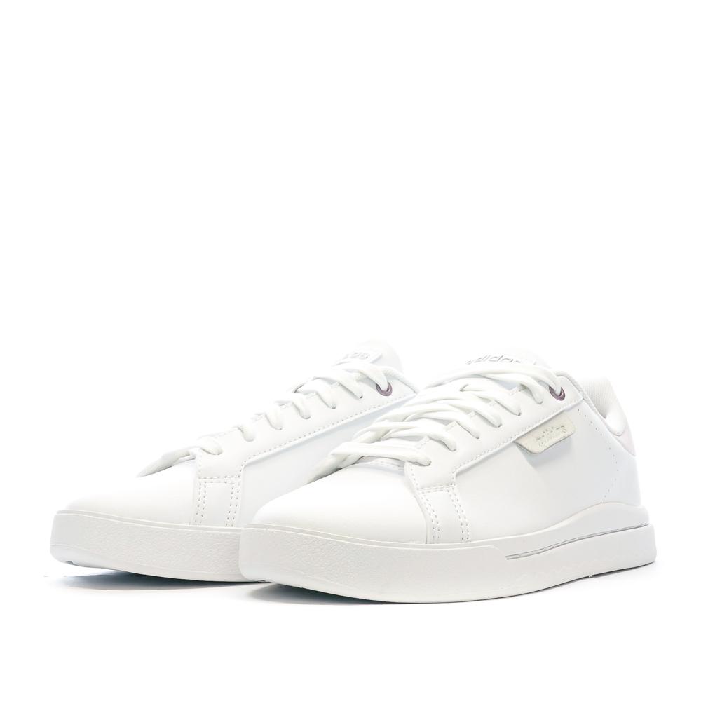 Adidas Baskets Blanc/Rose Femme Adidas Court Silk