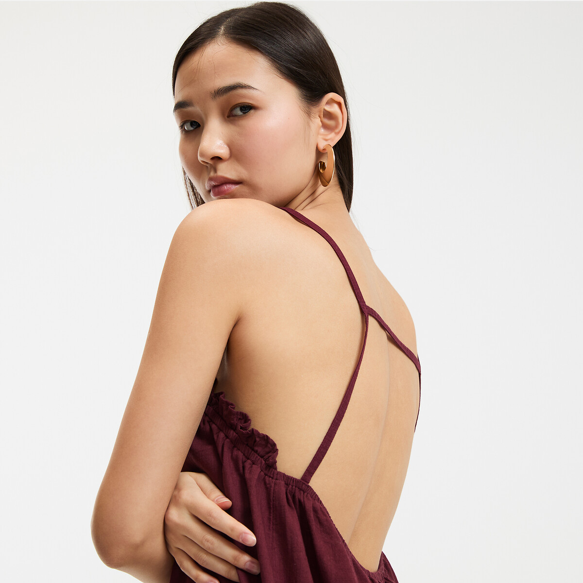COLEÇÃO LA REDOUTE<br>Vestido longo evasê com alças finas