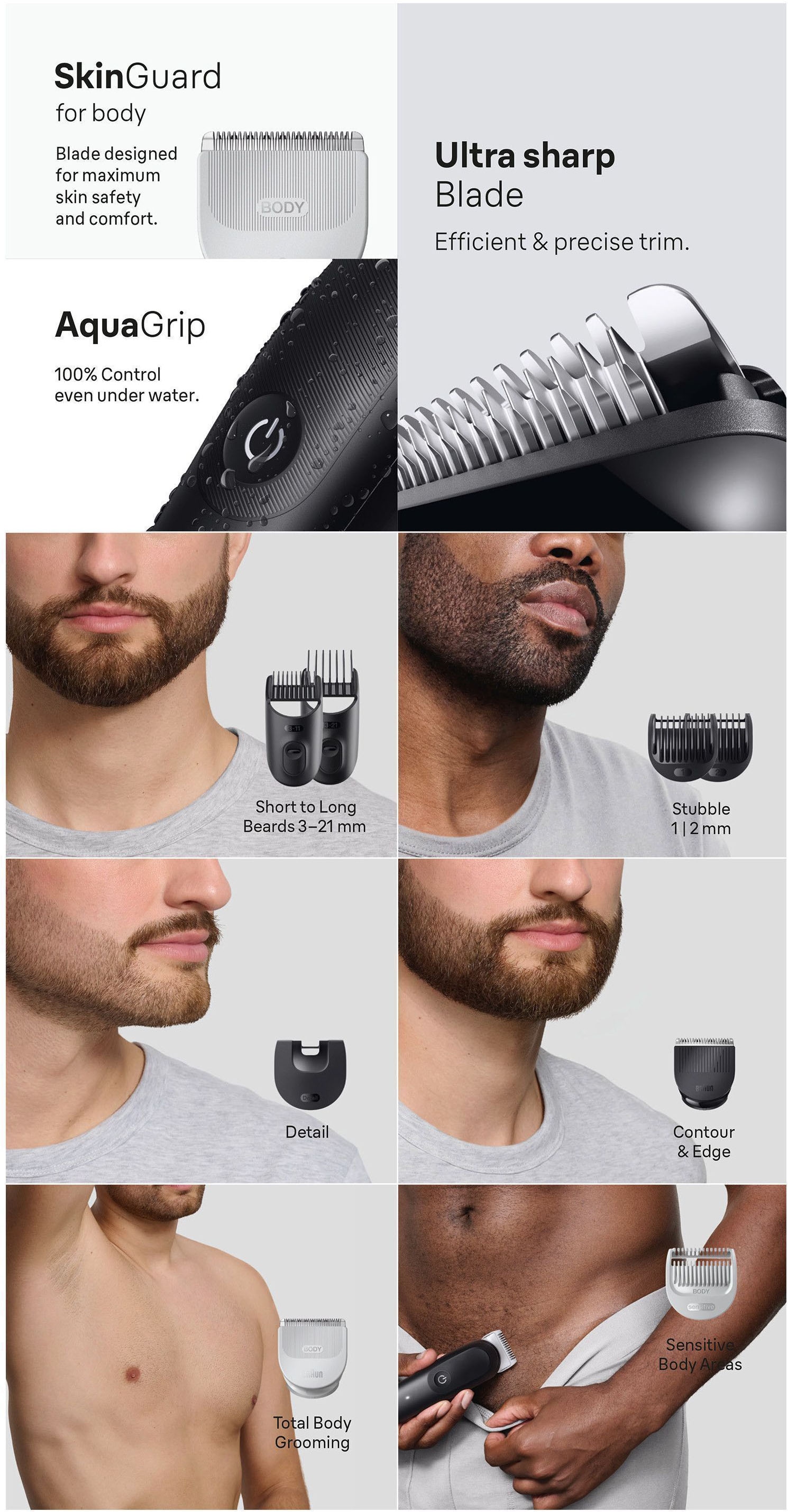 Braun Haarschneider »Braun All-in-One Series 5, 9-in-1 Set« ultrascharfe Klinge, 120 Min Akku, SkinGuard-Technologie