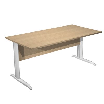 Bureau droit Trend - L160 - Pieds métal en L - plateau imitation chêne - pied métal alu