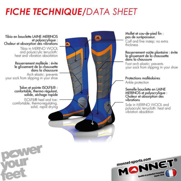 Chaussette de ski MONNET MI-BAS ACCESS NOIR