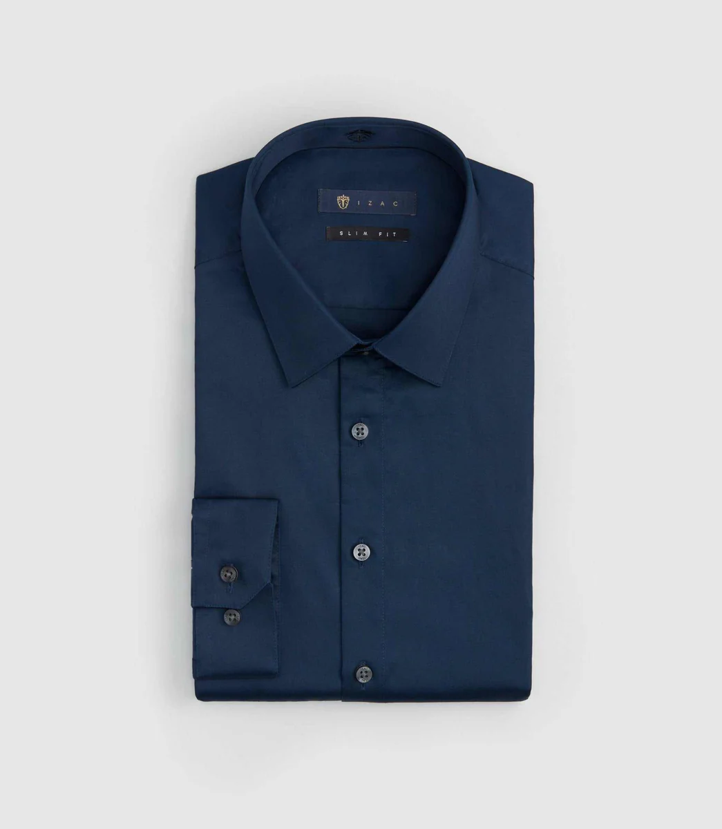 Chemise slim coton marine 
