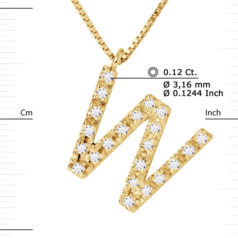 Collier ALPHABET Diamants 0,12 Cts  LETTRE 