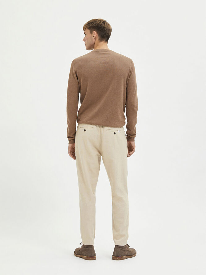 Selected Homme SLHSLIMTAPE-BRODY 172 LINEN PANTS N Incense/mixed w. oatmeal