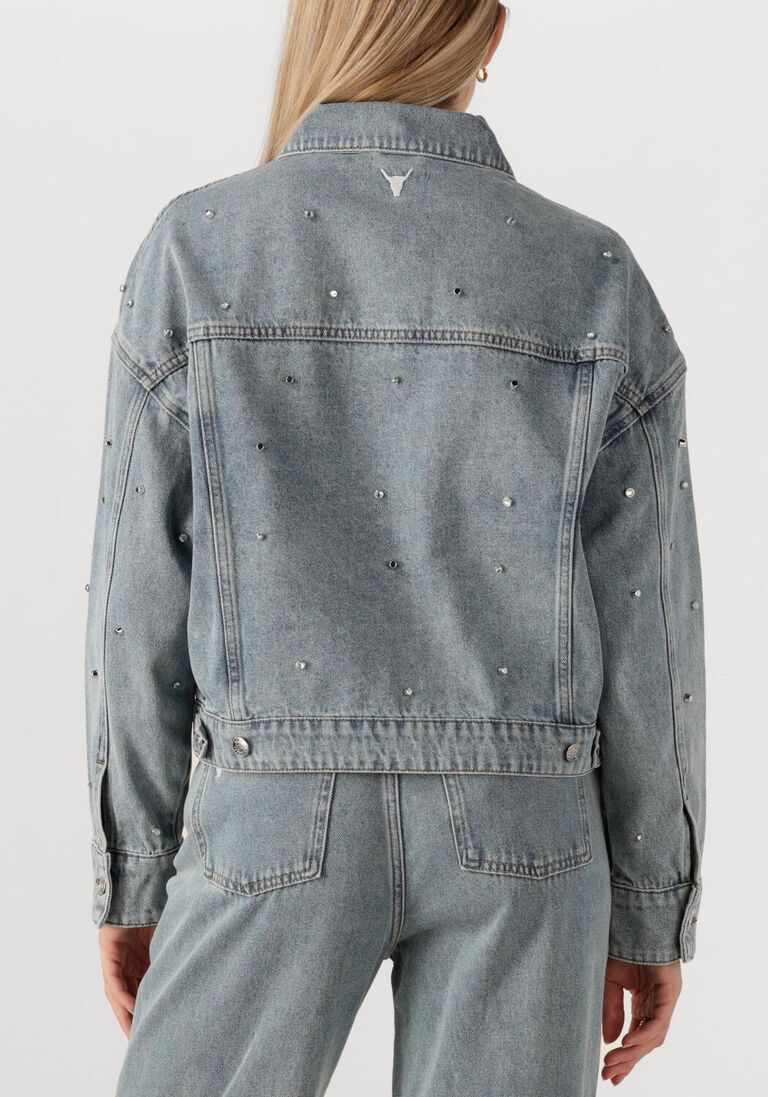 blauwe alix the label spijkerjas ladies woven embellished denim jacket