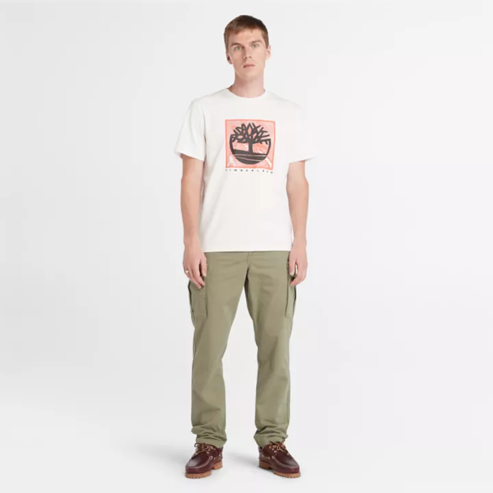 Pantalon cargo en sergé pour homme en vert