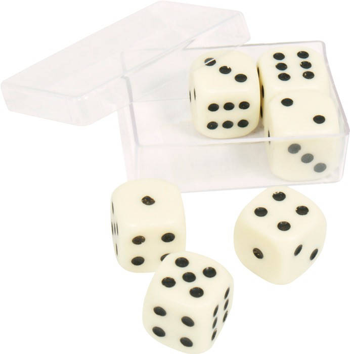 Buffalo 6 dobbelstenen 16mm in doosje Dobbelstenen 16mm (6 stuks)