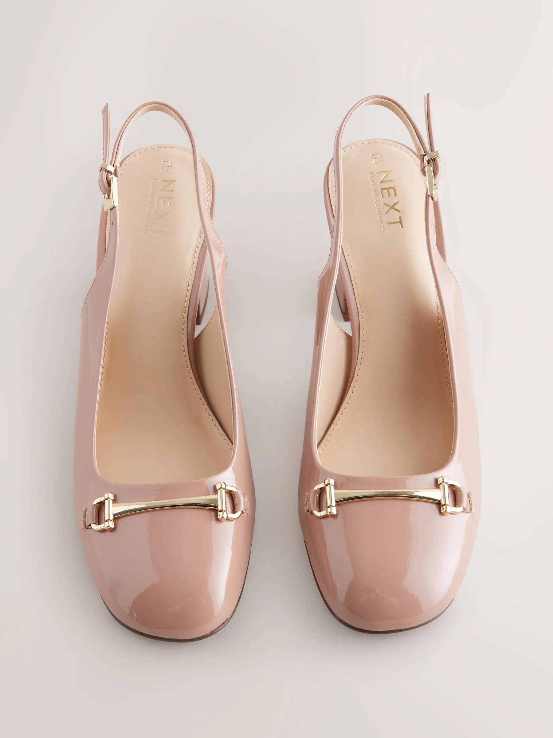 Nude-roze - Hardware Slingback Block Heels