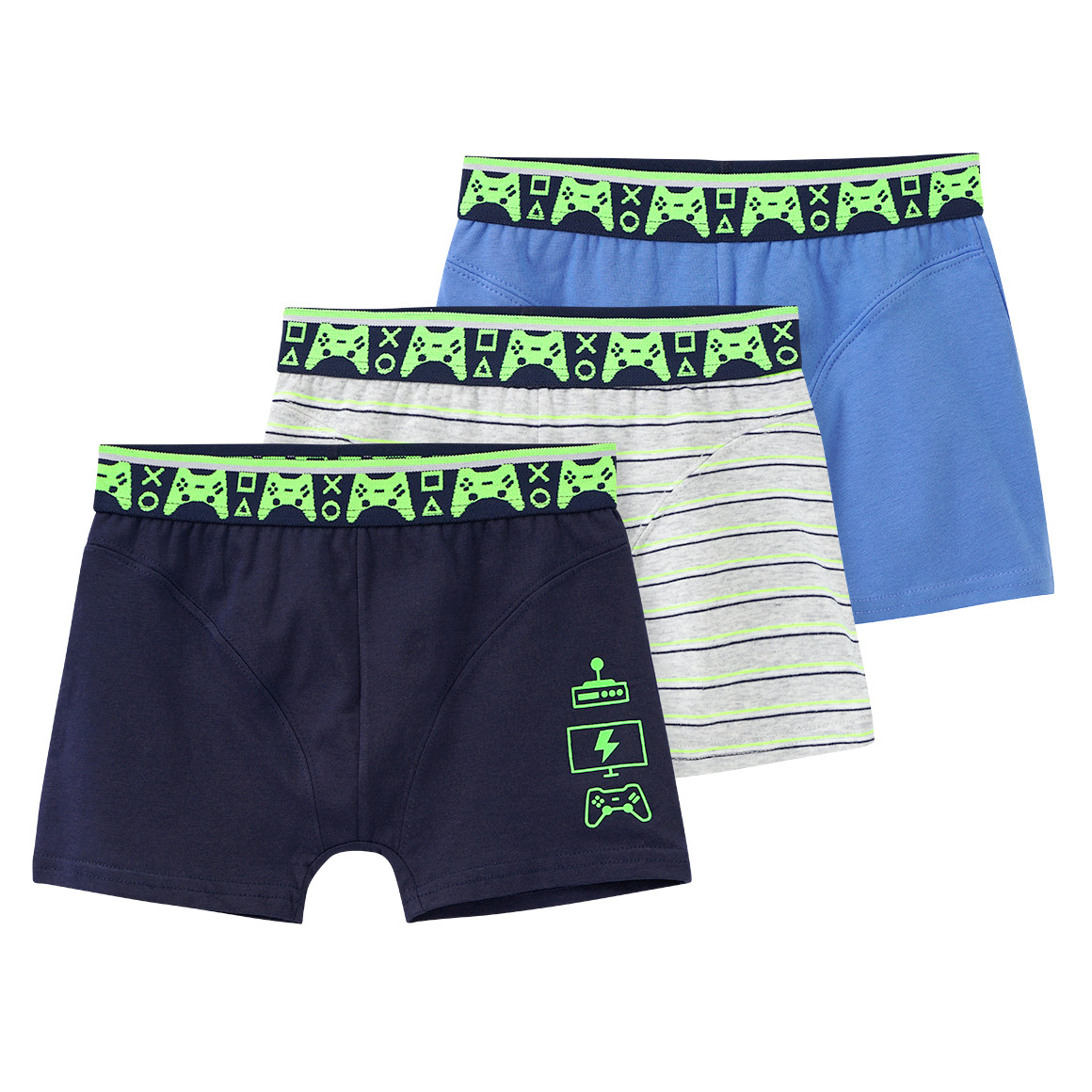 Topolino 3 Jungen Boxer mit Bio-Baumwolle dunkelblau / blau / hellgrau