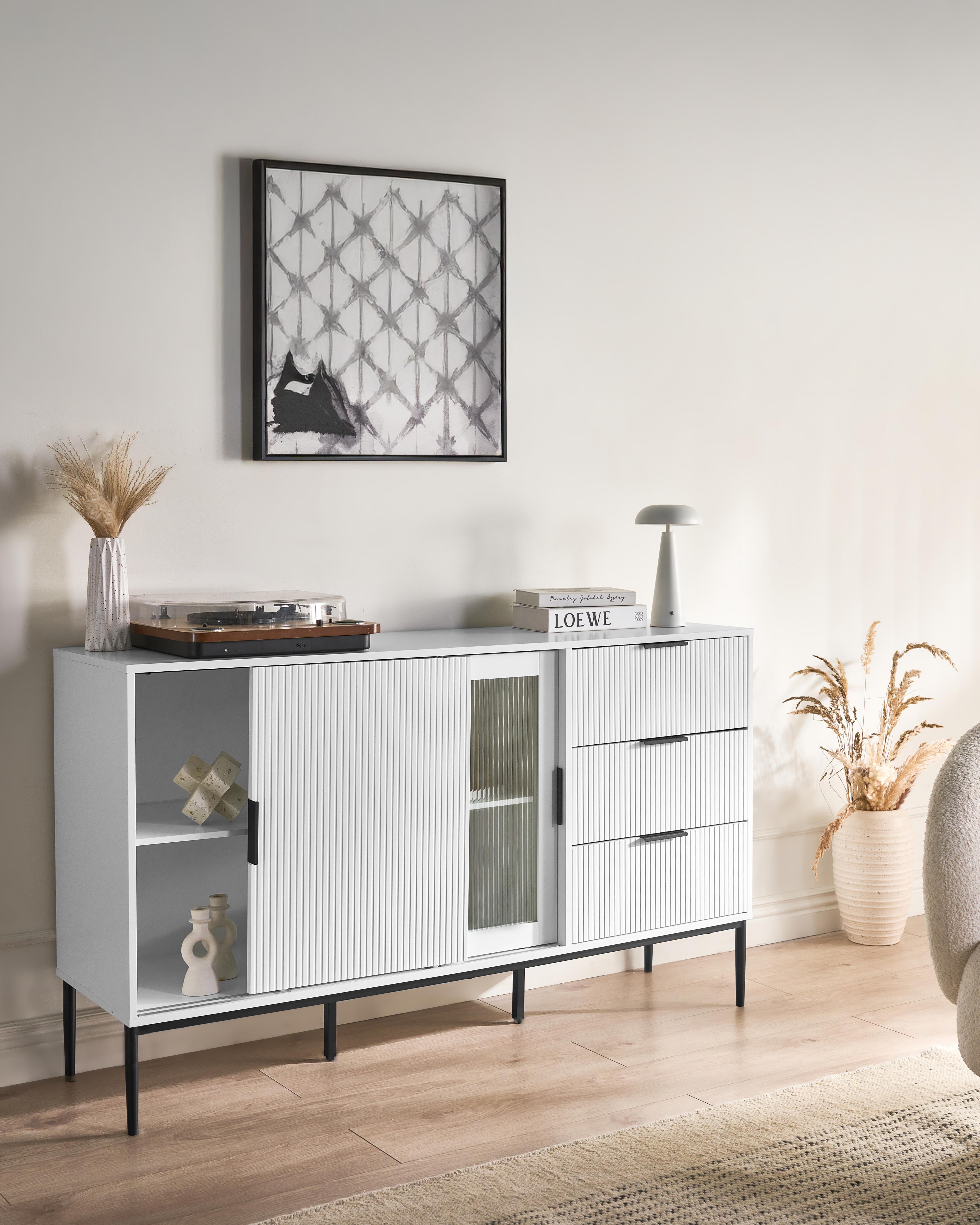 Dressoir met glazen deuren LEDUC Wit