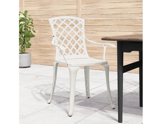 VIDAXL - Chaises de jardin lot de 6 fonte d'aluminium blanc