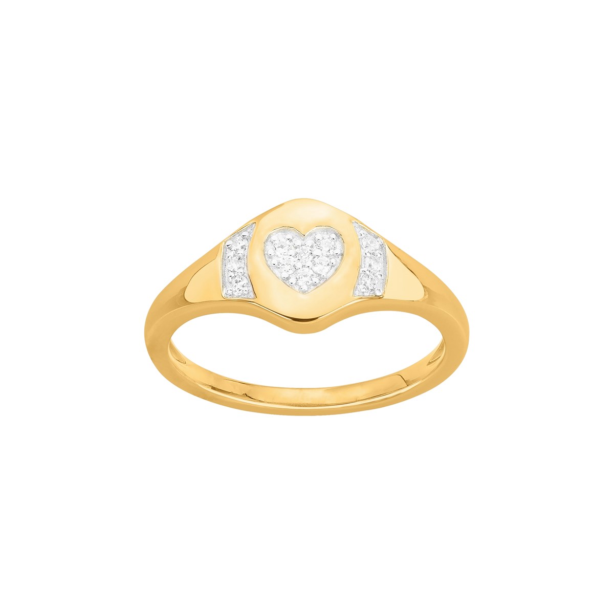 Chevalière en Plaqué Or avec oxyde de zirconium blanc