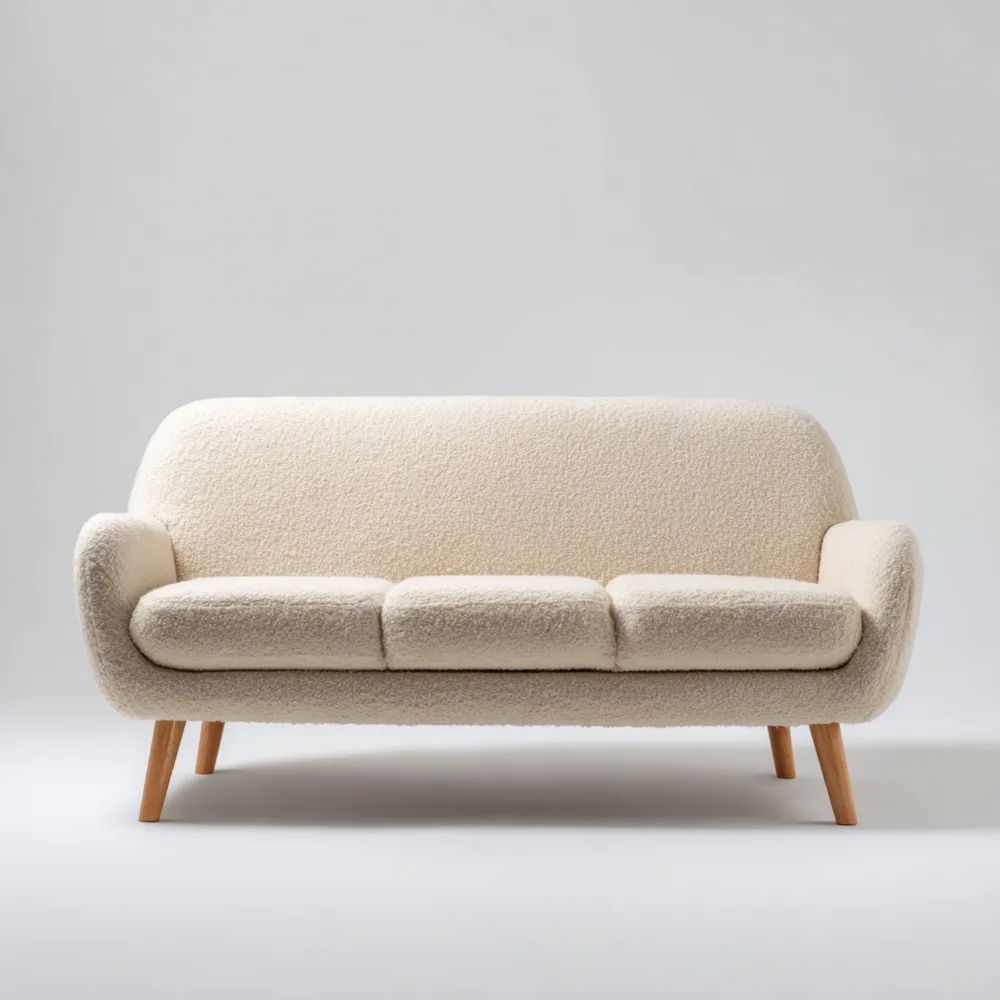 2-Sitzer-Sofa – Bouclé-Stoff 180x85x75 cm – Creme – Skandinavisches De