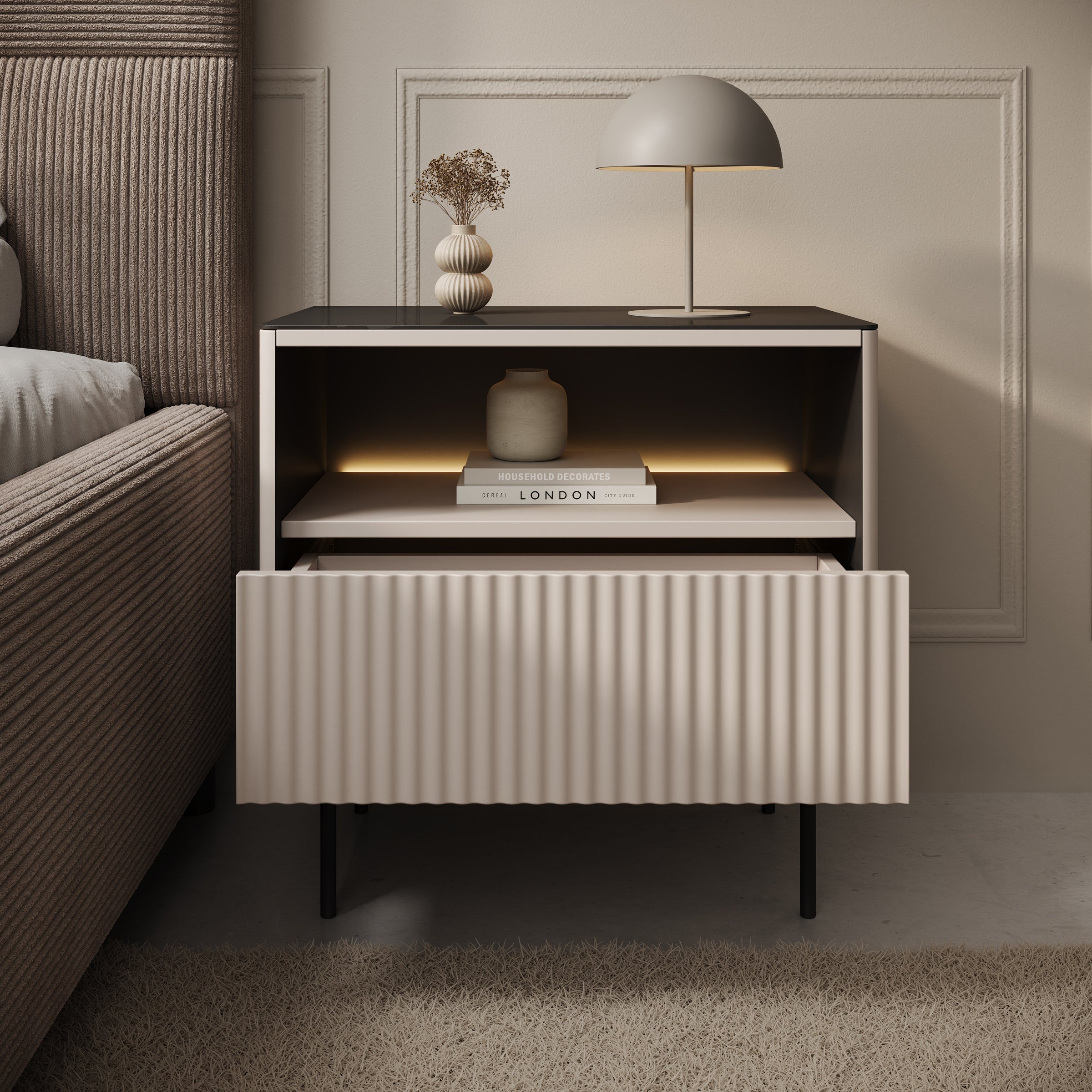 Okari - Nachtkastje - Beige - 57x39x57 cm
