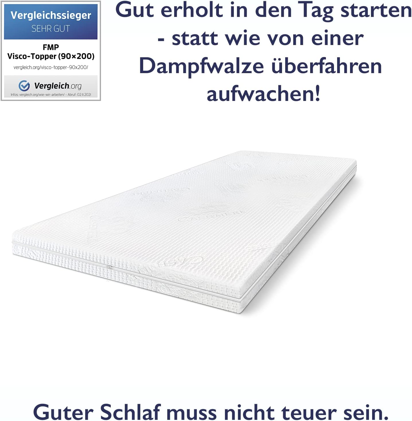 viscoelastische Comfort Matratzenauflage RG 55 Visco-Topper 8cm hoch 160x190cm Weiß