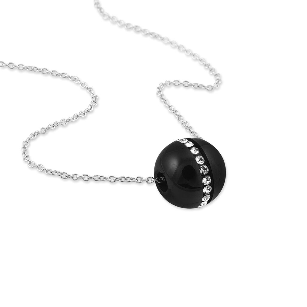 Collier Nina Cera Argent Blanc Strass Et Céramique