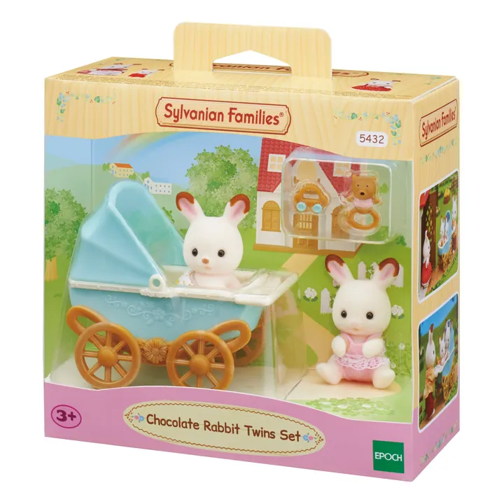 Sylvanian Families Jumeaux Lapin Chocolat et Poussette double