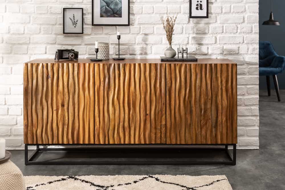 Massives Sideboard AMAZONAS 160cm Mangoholz natürliches Front Design