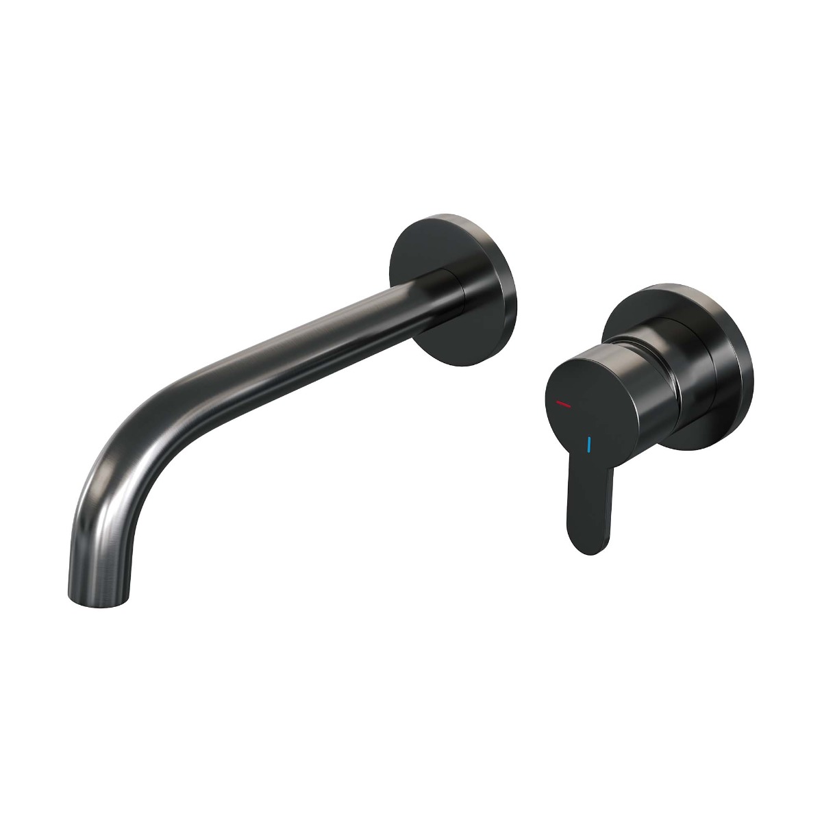 Brauer Gunmetal Edition ColdStart wastafelkraan inbouw gebogen uitloop en rozetten model D1 gunmetal geborsteld PVD