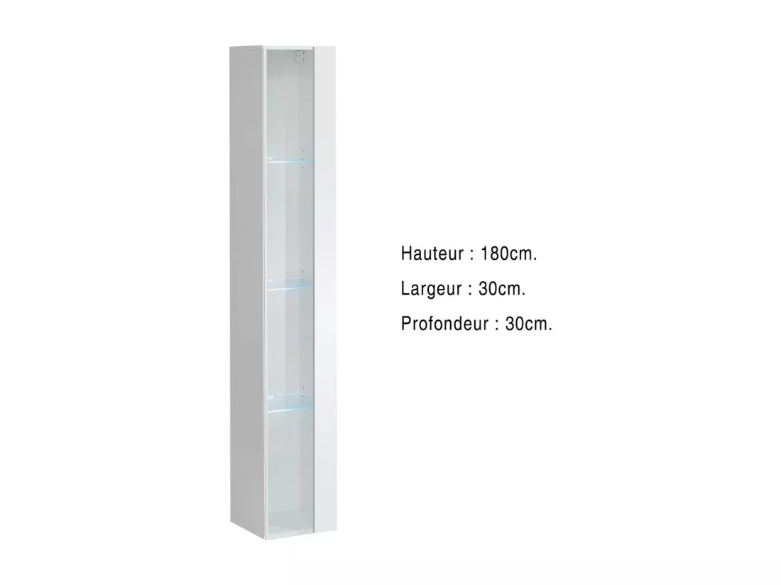 Vitrine suspendue – Blanc – Collection SWITCH – Porte vitrée et LED inclus – Grand modèle